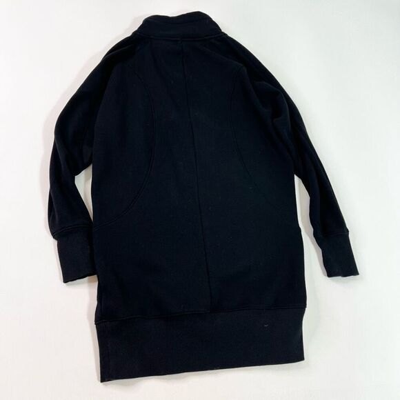 Athleta Cozy Karma Sweatshirt Dress Womens XS Black 1/4 Zip Mock Neck Drawstring - Picture 11 of 12